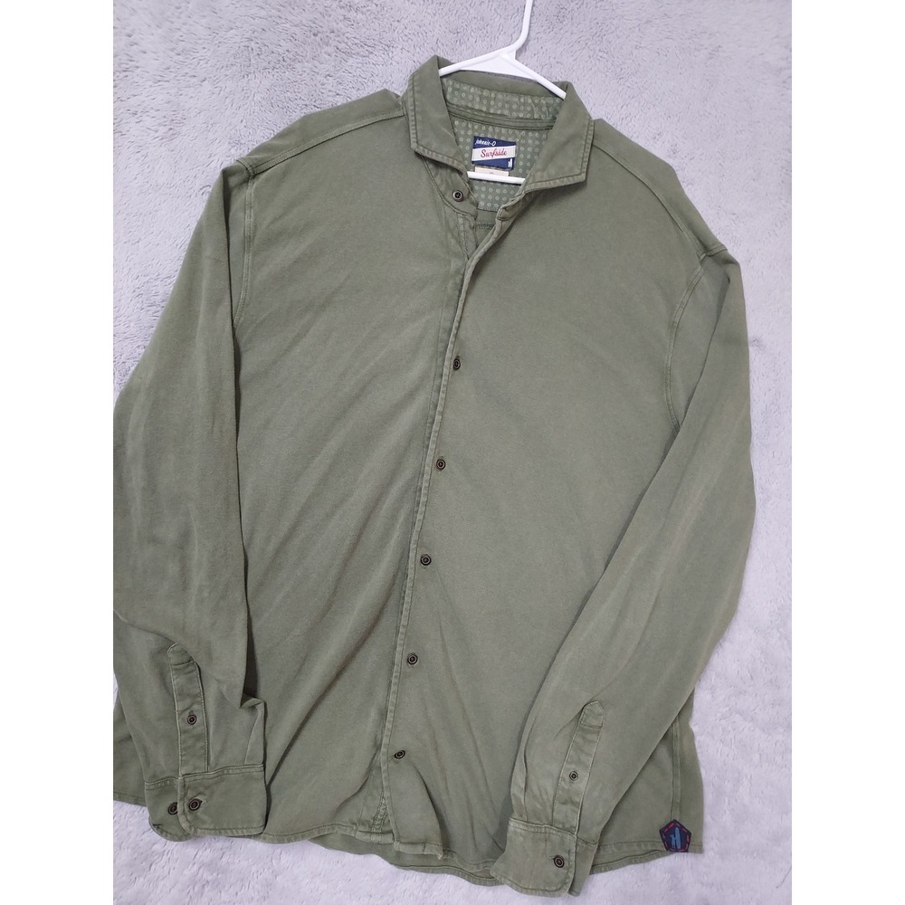 Johnnie O Surfside Shirt Mens 2XL Long Sleeve Button Down Knit Green Sunwashed